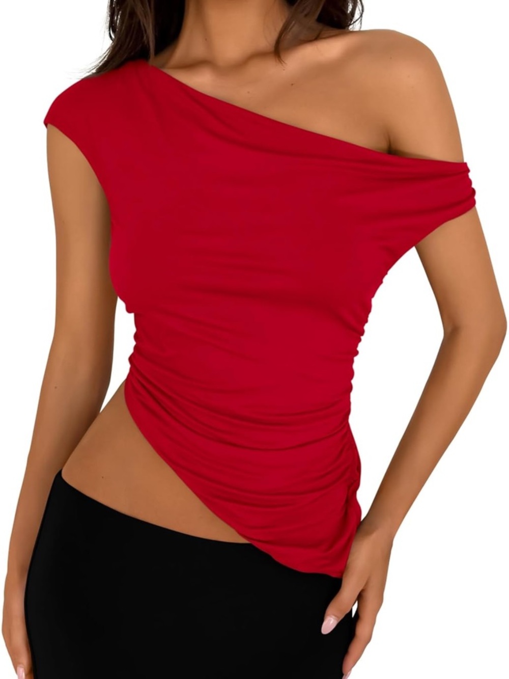 Red off the shoulder top